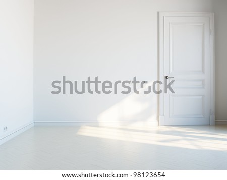 Empty White Interior With Door