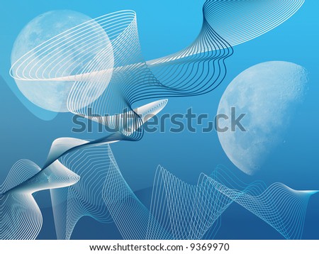 Abstract moon and lines background