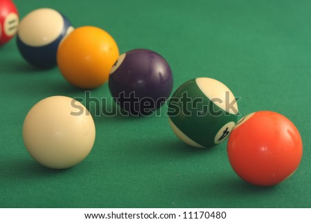 Pool balls on pool table