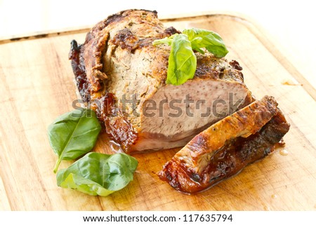 pork fillet baked with spices on the house