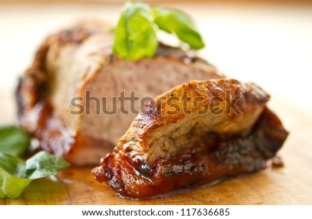 pork fillet baked with spices on the house