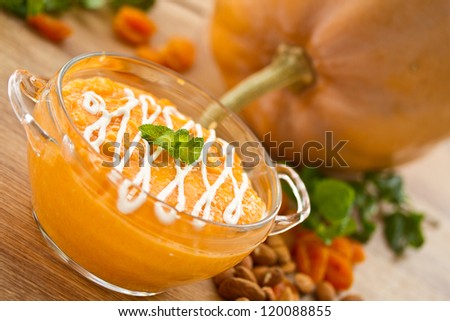 sweet pumpkin porridge background pumpkin and nuts