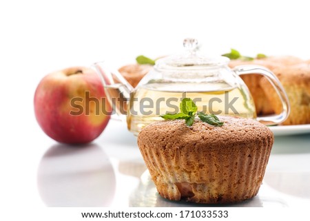sweet apple muffins on a white background