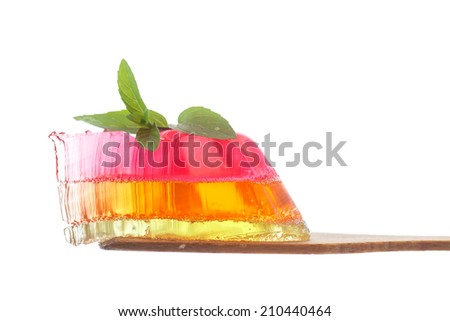 multi-layered fruit jelly isolated on white background
