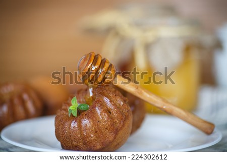 sweet little honey cakes on a white plate