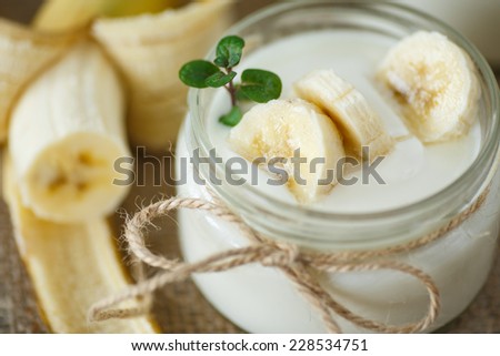 home sweet banana yogurt in a glass jar