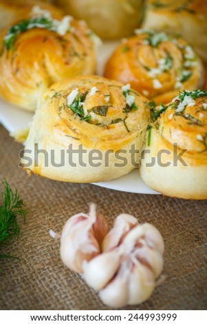 garlic bread rolls with garlic, dill and herbs