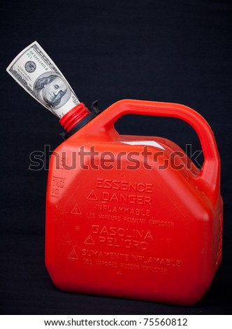 dollars in gasoline canister