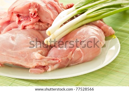 raw rabbit meat in a dish