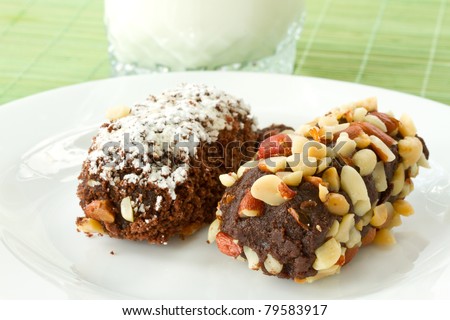 sweet delicious chocolate cake with nuts