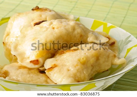 Home dumplings stuffed with a plate