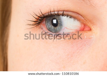 Women eye, close-up, blue, minimum make-up