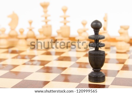 Black chess bishop isolated on a chessboard