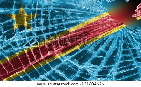 Broken ice or glass with a flag pattern, isolated, Democratic Republic of Congo