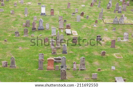 Top view of an old Scottish graveyard Top view of an old Scottish graveyard