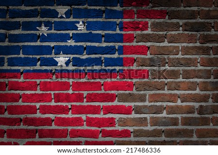 Dark brick wall texture - flag painted on wall - Samoa