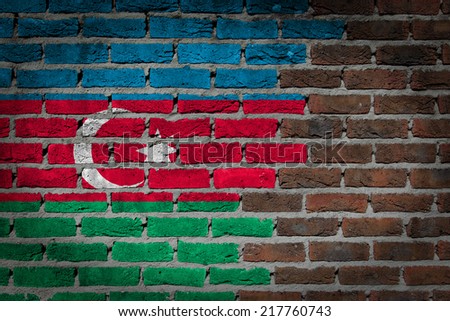 Dark brick wall texture - flag painted on wall - Azerbaijan