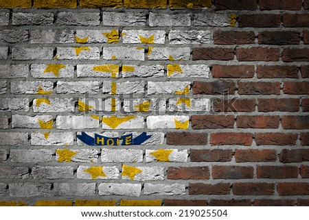 Dark brick wall texture - flag painted on wall - Rhode Island