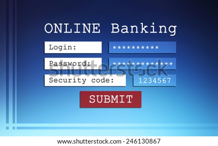 Online banking background - login, password and security code