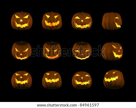 Jack O\' Lantern with different camera angle and Clipping Path