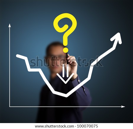 business man ask for solution by writing question mark on graph