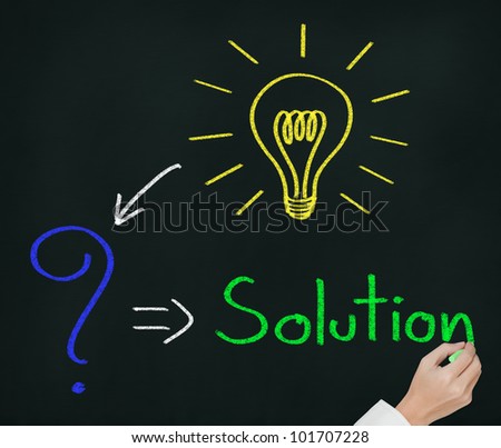 idea or innovation change problem to solution concept written by hand on chalkboard