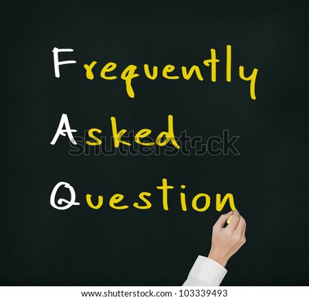 hand writing frequently asked question ( FAQ ) concept for website service on chalkboard