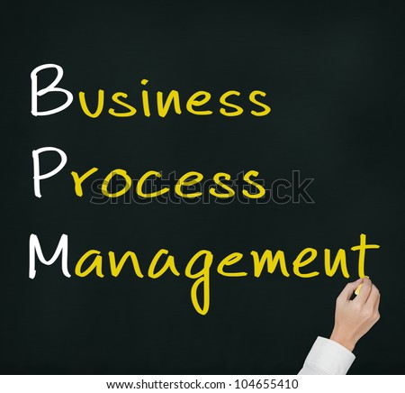 business man hand writing business process management concept ( BPM )