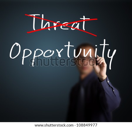 business man eliminate threat and choose opportunity