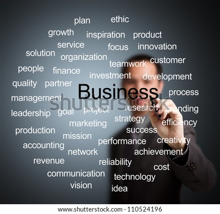 business man writing business management concept