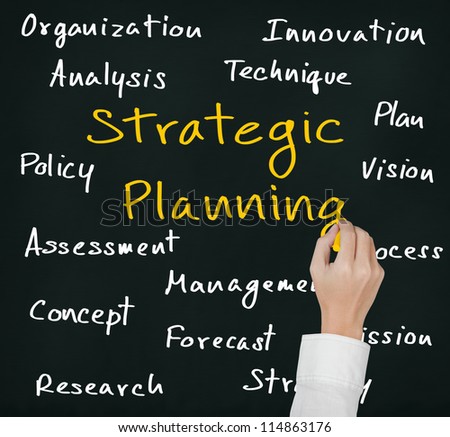 business hand writing strategic planning concept