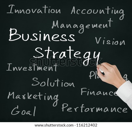 business hand writing business strategy concept