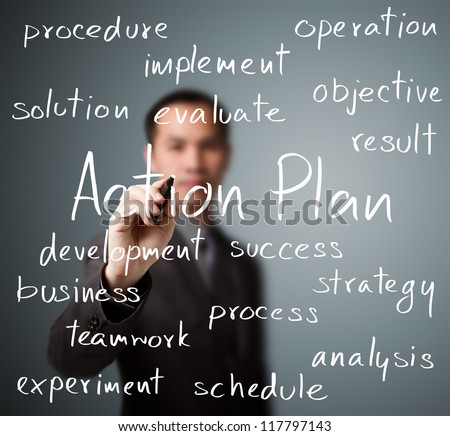 business man writing action plan concept