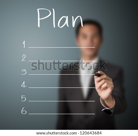 Business Man Writing Blank Plan List