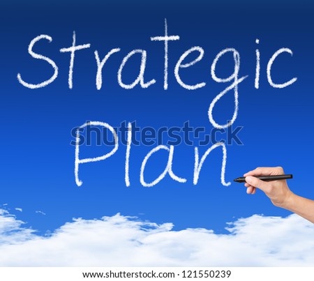 business hand writing cloud strategic plan