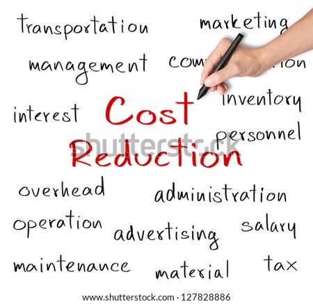 business hand writing cost reduction concept