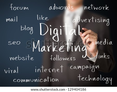 Business Man Writing Digital Marketing Concept