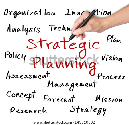 business hand writing strategic planning concept