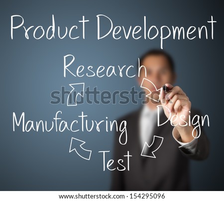 business man writing product development concept