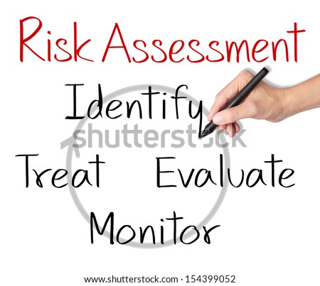 business man writing concept of risk assessment