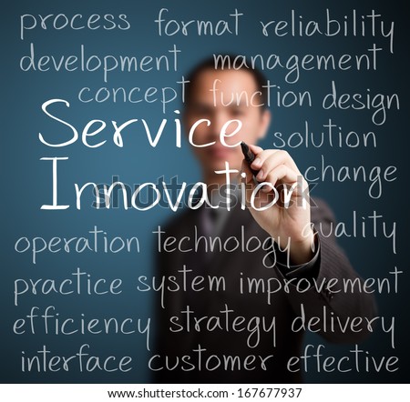 business man writing service innovation concept