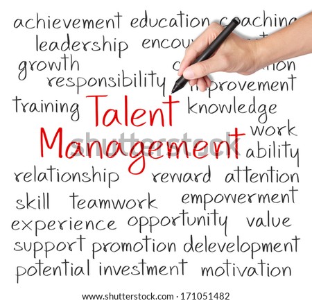 business hand writing talent management concept