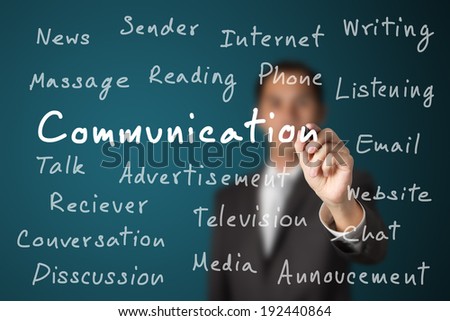 business man writing communication concept