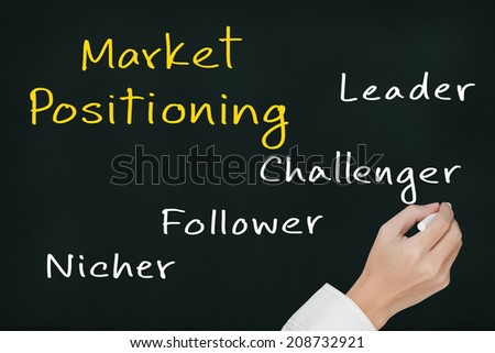 business hand writing four type of market positioning