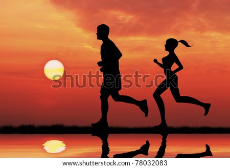woman run after man during sunset