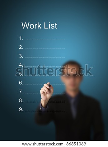 business man writing work list