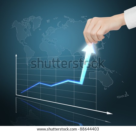 hand pulling financial business graph to high growth rate