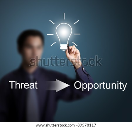 good idea can change threat to opportunity writing by business man