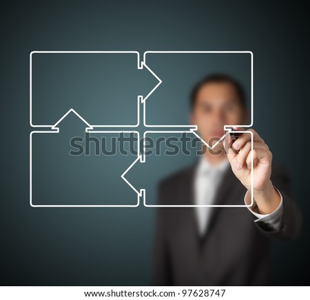 businessman drawing four step cycle diagram