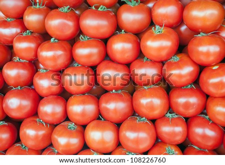 Red big tomatoes at the market